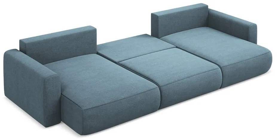 Светлосин разтегателен ъглов диван с място за съхранение (U форма) Kapua – Makamii