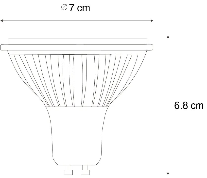 GU10 3-степенна димируема LED крушка 70 мм 6,5W 600LM 3000K