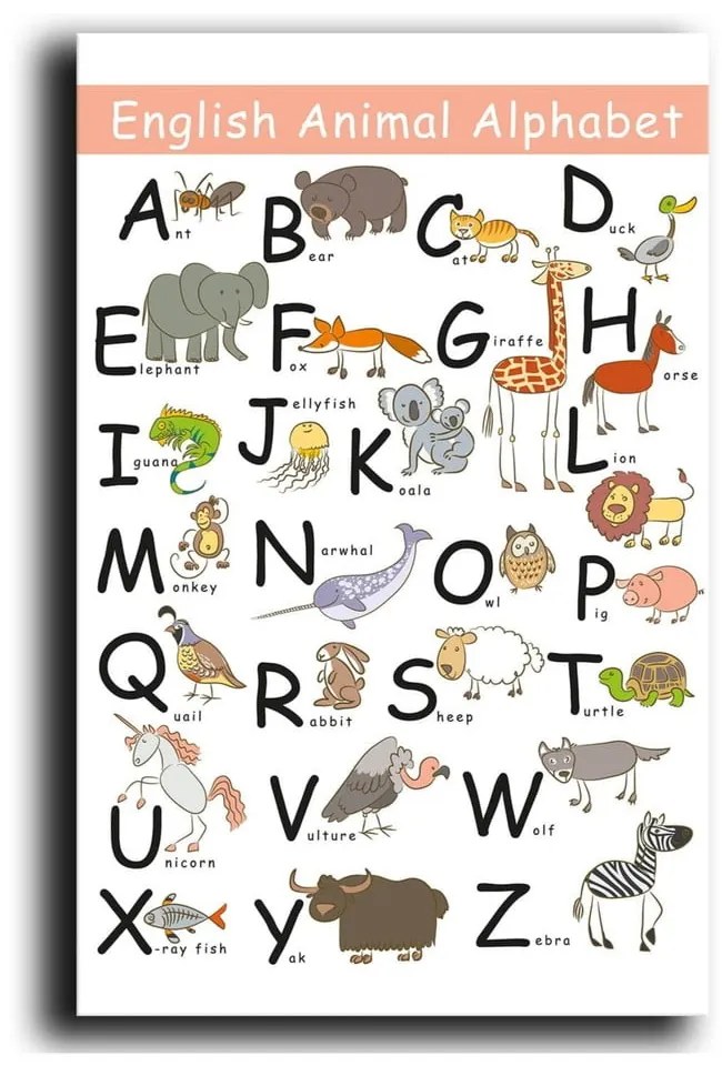 Детска картина 45x70 cm Alphabet - Wallity