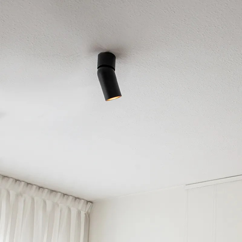 Модерен повърхностно монтиран прожектор черен GU10 50mm - Falo