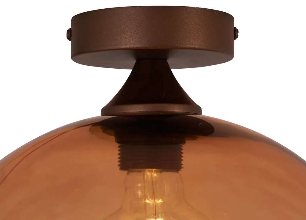 Арт Деко плафон тъмен бронз с кафяво стъкло - Sandra