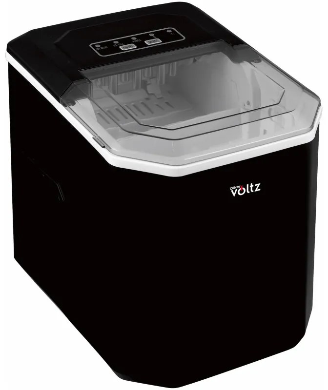 Ледогенератор Oliver Voltz OV51447B, 120W, 12 кг/24 часа, 1.3 л, 9 кубчета за цикъл работа, Индикатор за лед и вода, Черен