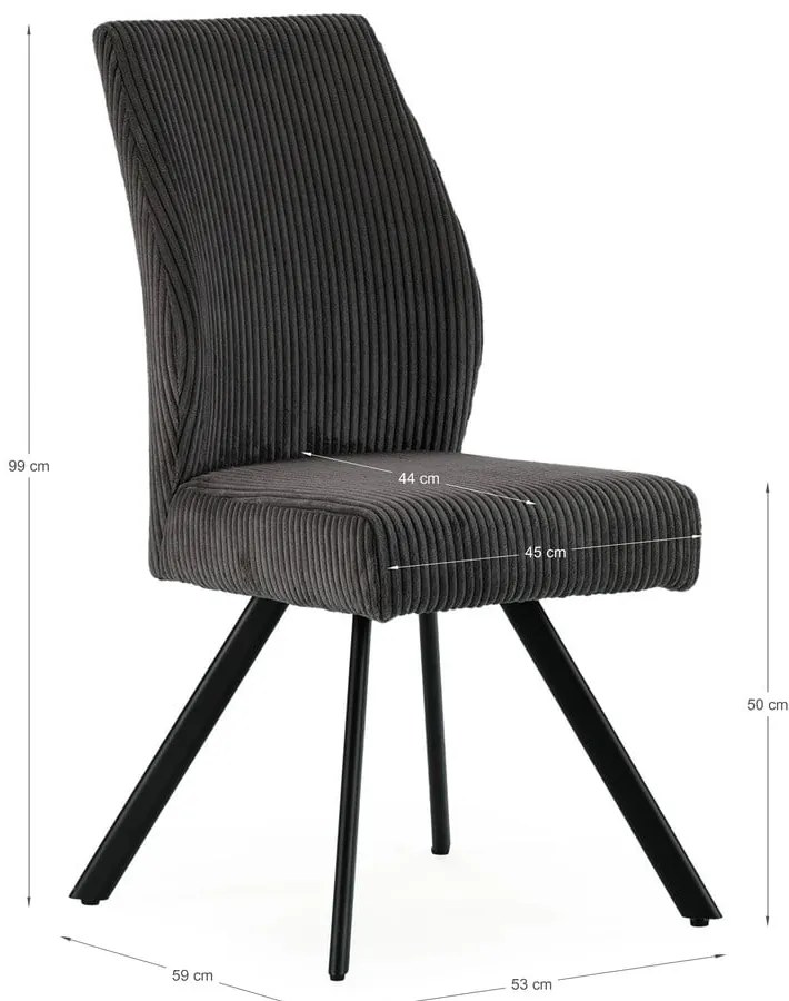 Тъмносиви велурени трапезни столове в комплект 2 бр. Anibal – Marckeric