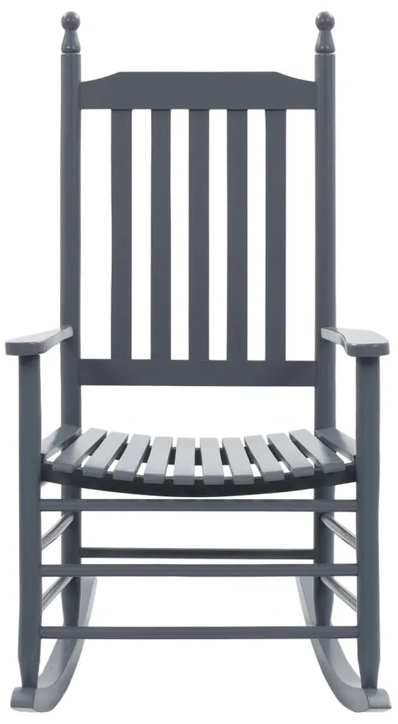 45698 vidaXL Люлеещ се стол с извита седалка, сив, дърво от топола