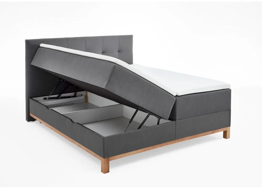 Тъмно сиво боксспринг легло със склад 160x200 cm Catania - Meise Möbel