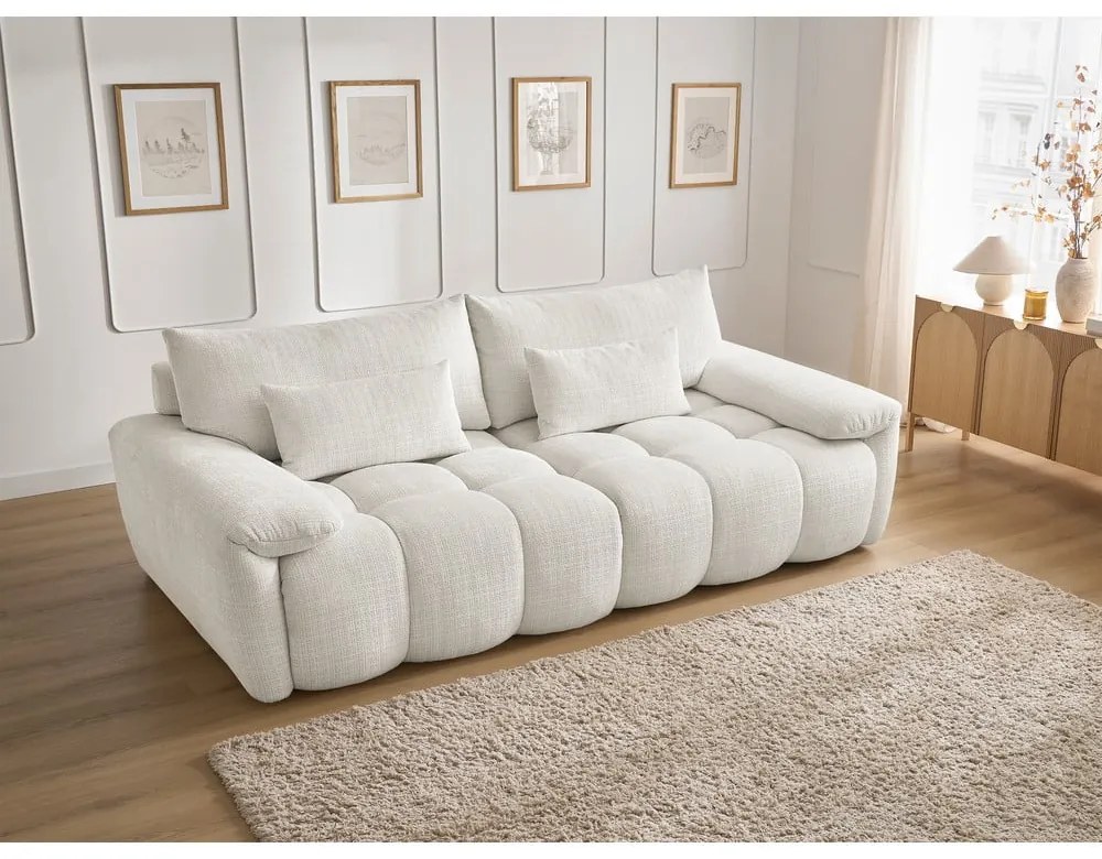Бял шенилов диван 264 cm Ivane – Bobochic Paris