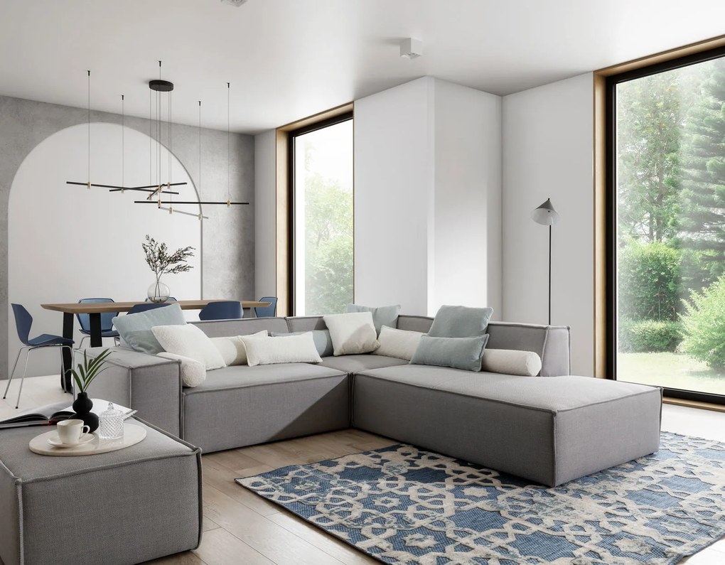 Ъглов диван Fubu S–Сив–Десен