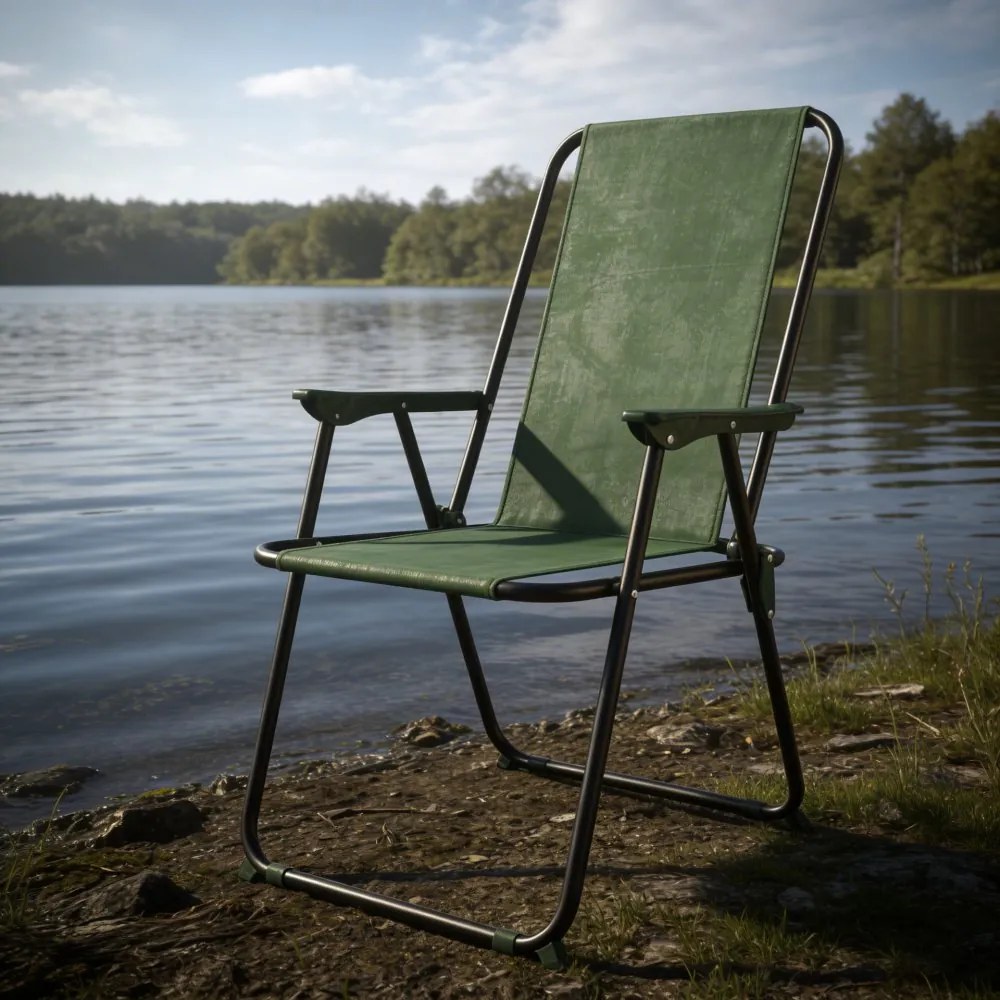 Сгъваем градински стол, къмпинг стол - зелен риболовен стол