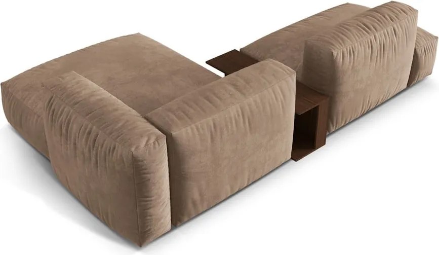 Светлокафяв кадифен модулен ъглов диван (десен ъгъл) Martina – Micadoni