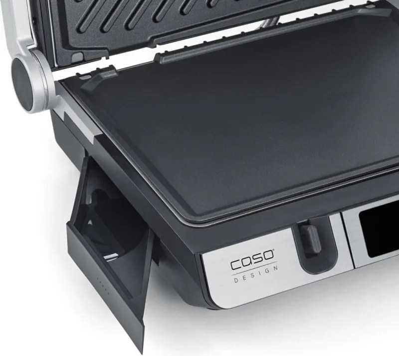 Електрическа скара 3в1 Caso Germany SteakMaster Pro, 2000W, 34х24 см, 80-240°C, Керамично покритие, Таймер, Сензорно управление, Инокс/черен