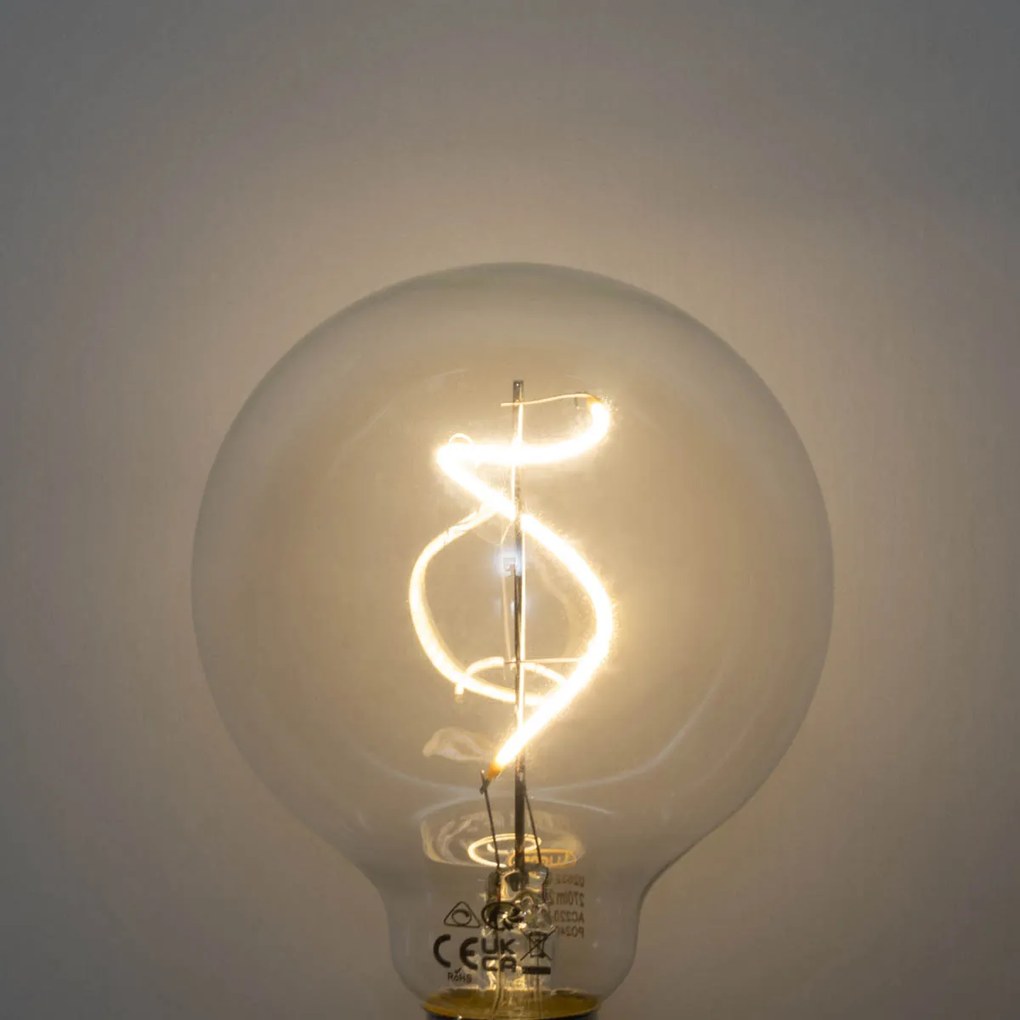 Комплект от 5 димируеми LED спирални филаментни крушки E27 G95 4W 270LM 2700K