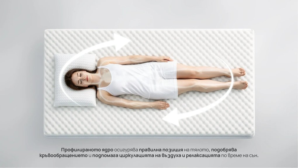 Топ матрак Zymmo, Sava, 72x190x6, Мек, Терморегулиращ гел, Мемори гел пяна