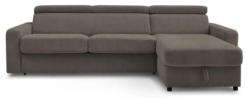 Сивo-кафяв разтегателен ъглов диван от рипсено кадифе (променлив) Monaco – Bobochic Paris