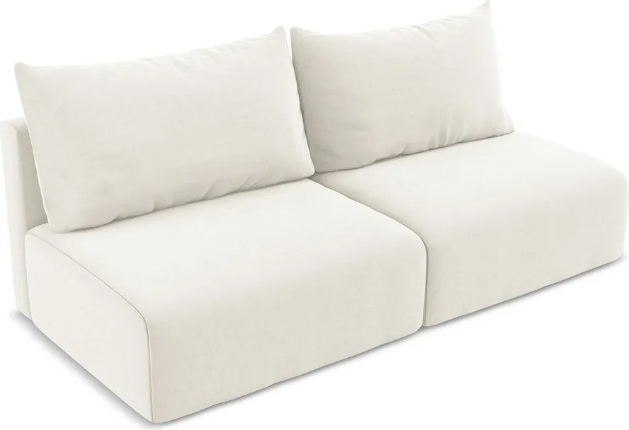 Кремав кадифен сгъваем/с място за съхранение диван 216 cm Kalena – Makamii