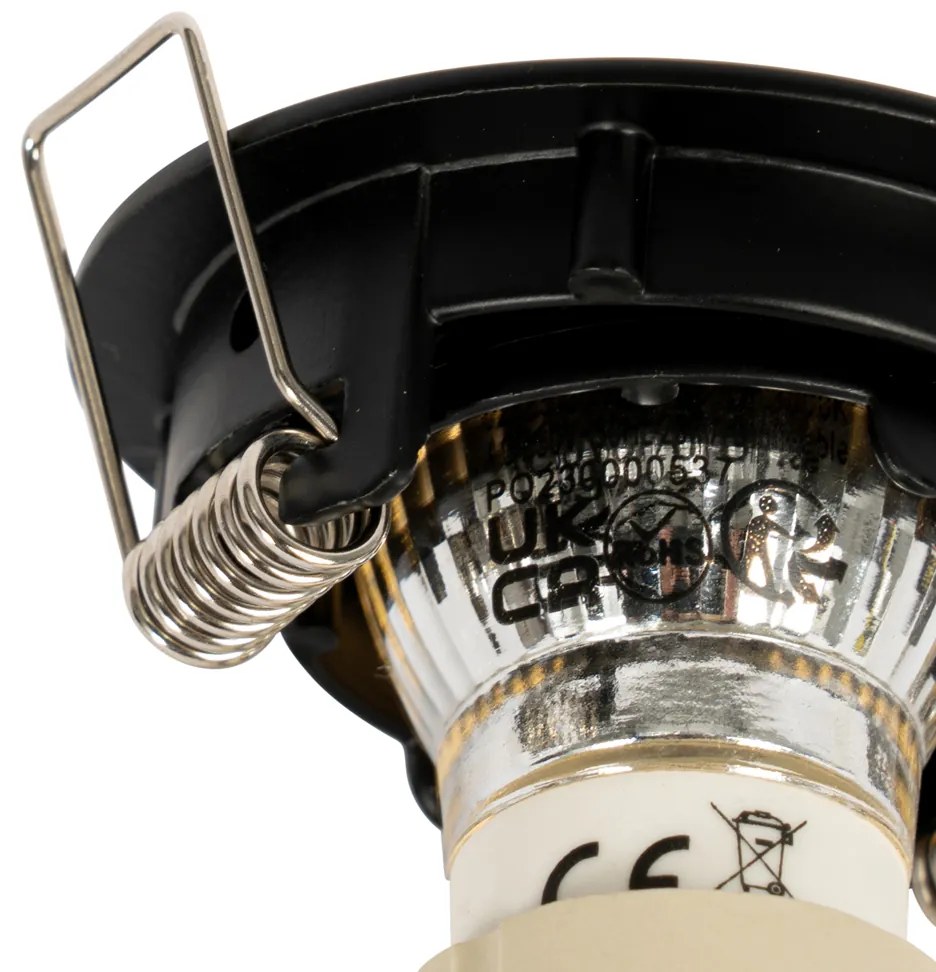 Комплект от 6 черни вградени прожектора GU10 35 mm - Edu