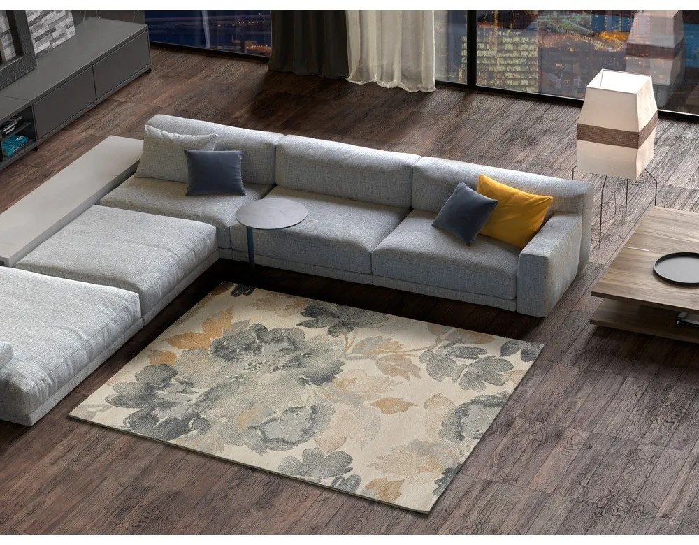 Сив/бежов килим 140x200 cm Flores Sunset – Universal