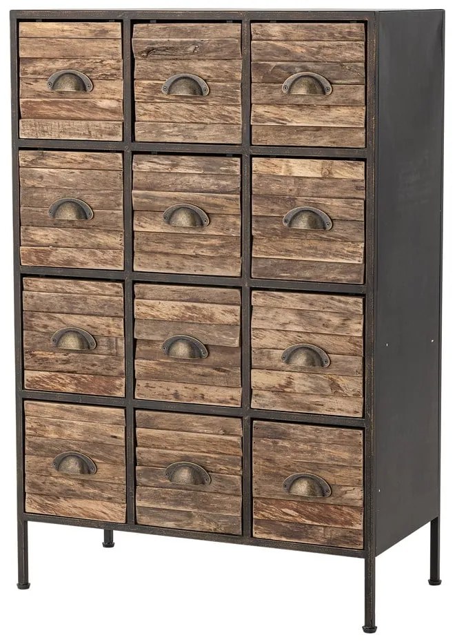 Метален скрин в черен и кафяв цвят 60,5x92x33,5 cm Matteo – Bloomingville