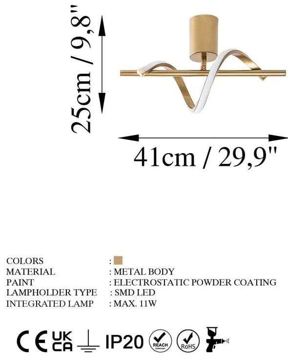 LED осветително тяло за таван в златист цвят 7x41 cm Likma – Opviq lights