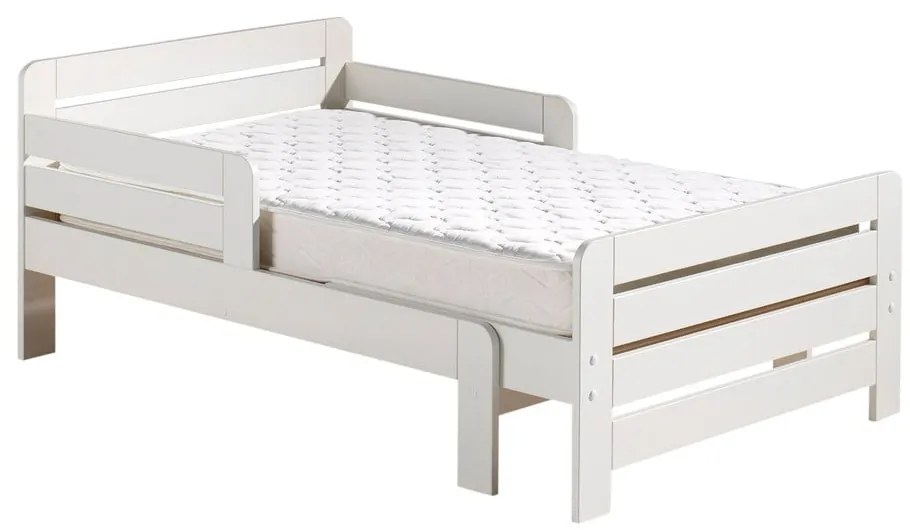 Бяло за подрастващи детско легло от масивен бор с включена подматрачна рамка Jumper – Vipack