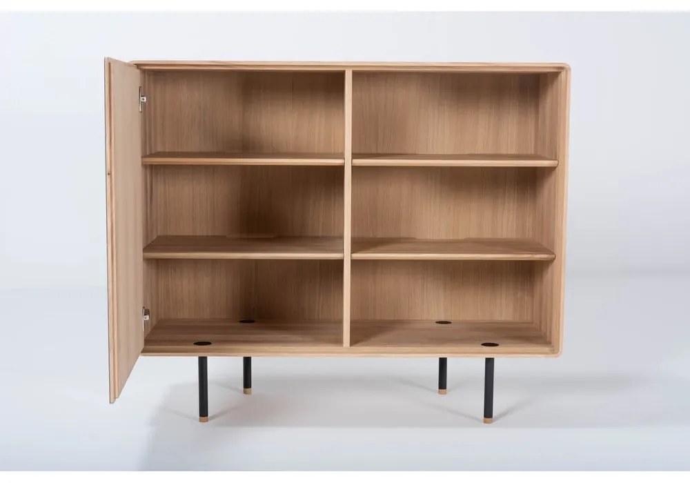 Черен/естествен нисък скрин от масивен дъб 118x100 cm Fina – Gazzda