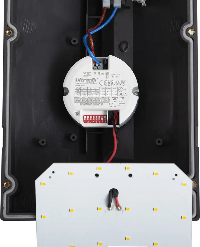 Модерна външна стенна лампа тъмно сива с LED IP65 със сензор за движение - Marek