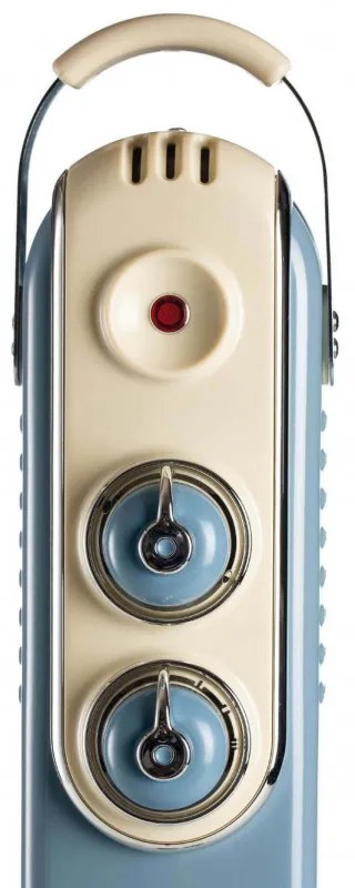 Маслен радиатор Ariete VINTAGE 0838, 2000W, 9 ребра, 3 степени, Индикатор захранване, Въртящи се на 360C колелца, Дръжка, Син