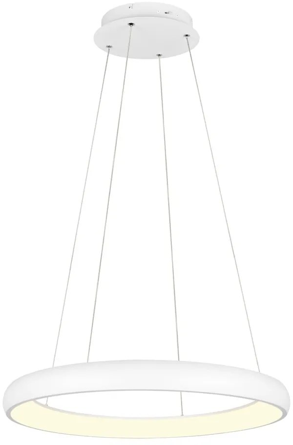 Бяло LED затъмняващо се висящо осветително тяло с метален абажур ø 75 cm Cardona – Trio