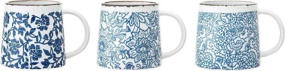 Бели/сини глинени чаши в комплект 3 бр. Molly – Bloomingville