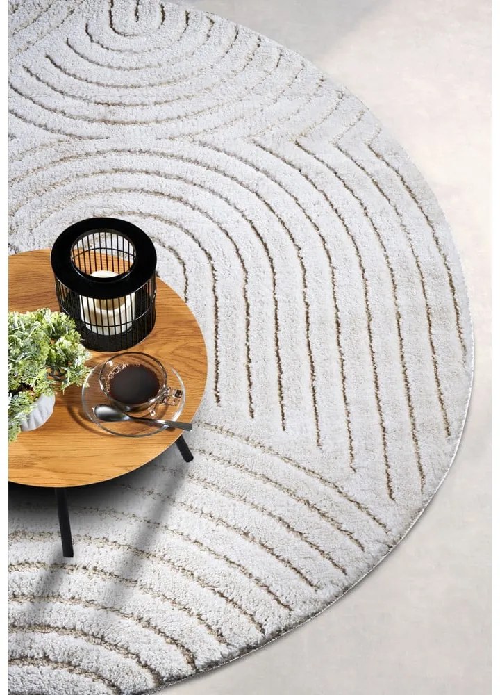 Бял кръгъл килим ø 160 cm Panglao New York White – Elle Decoration