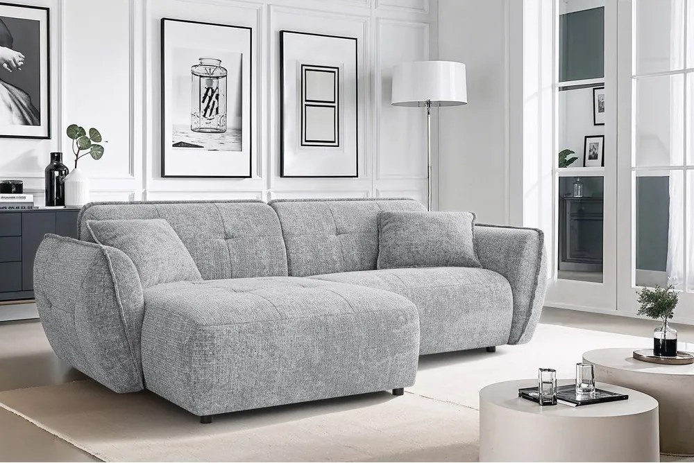 Светлосив шенилов ъглов диван (ляв ъгъл) Nelia – Ropez