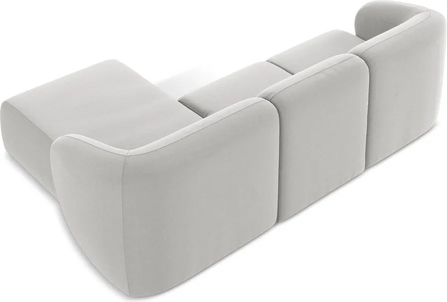 Светлосив кадифен ъглов диван (десен ъгъл) Lani – Makamii