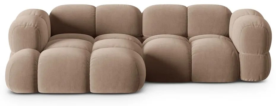 Кафяв кадифен ъглов диван (ляв ъгъл) Loretto – Cosmopolitan Design