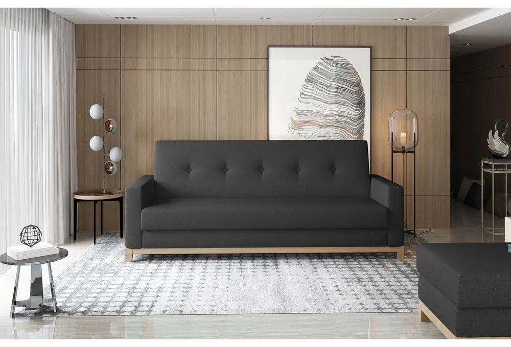 Черен разтегателен диван с място за съхранение 216 cm Selene – ELTAP