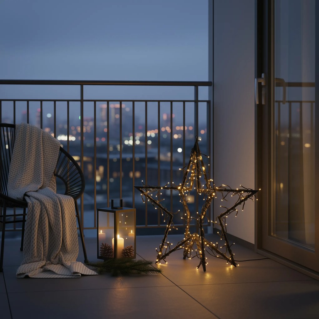 Коледна звезда черна звезда, включително LED IP44 - Brilli