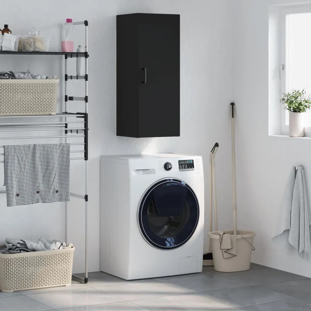 828853 vidaXL Стенен шкаф черен 34,5x34x90 см