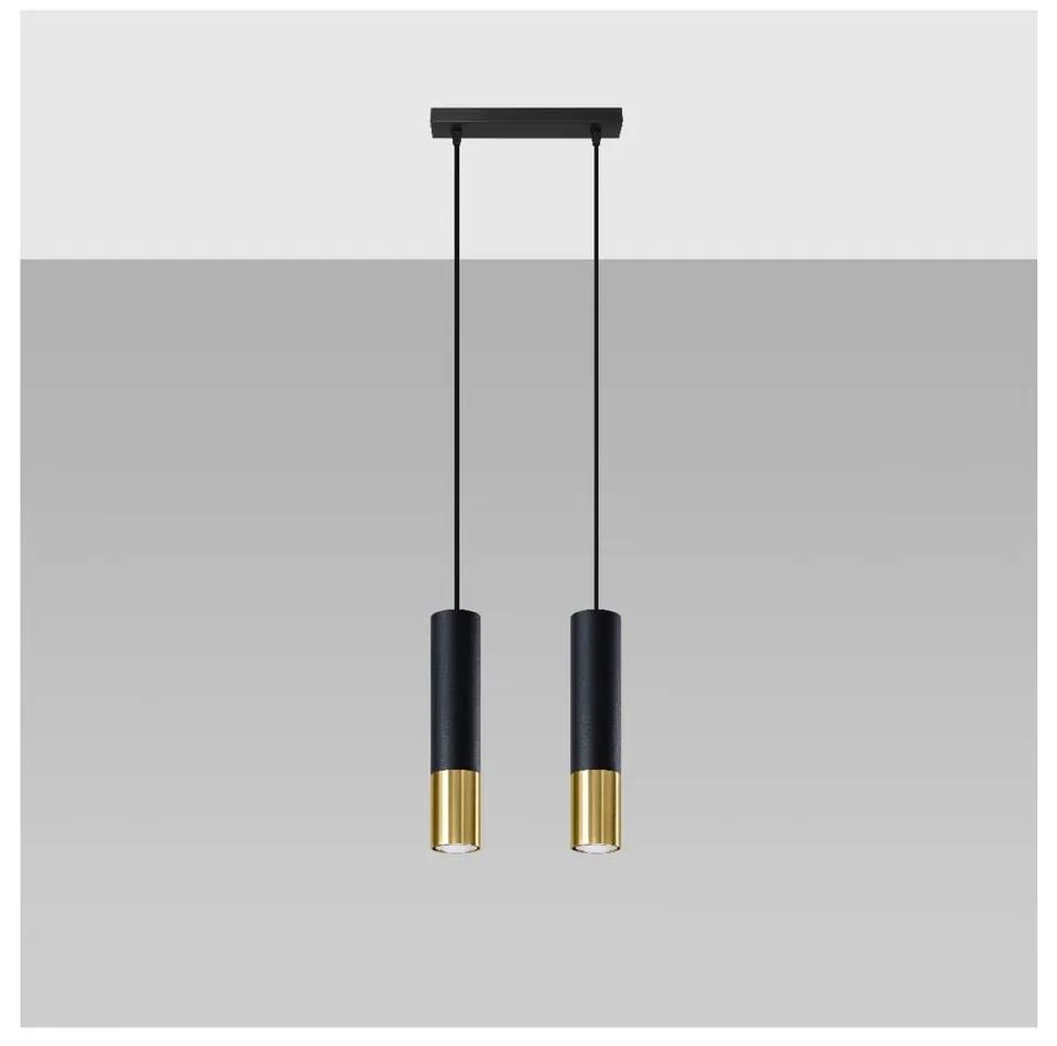 Висяща лампа с метален абажур в черно и златисто 30x6 cm Longbot - Nice Lamps