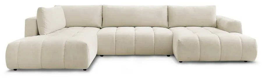 Бежов сгъваем/с място за съхранение ъглов диван (ляв ъгъл/U форма) Fuji – Bobochic Paris