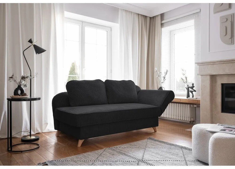 Антрацитен шезлонг от рипсено кадифе (десен ъгъл) Chic Charlotte – Miuform