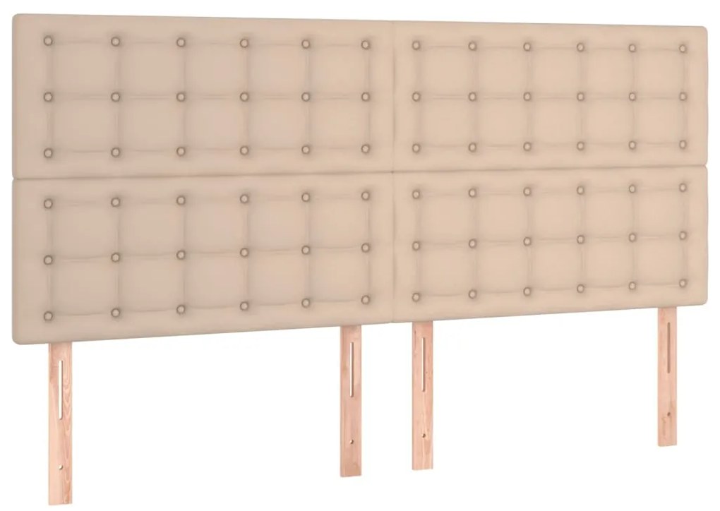 3116445 vidaXL Табла за легло, цвят капучино, 200x5x118/128 см, изкуствена кожа