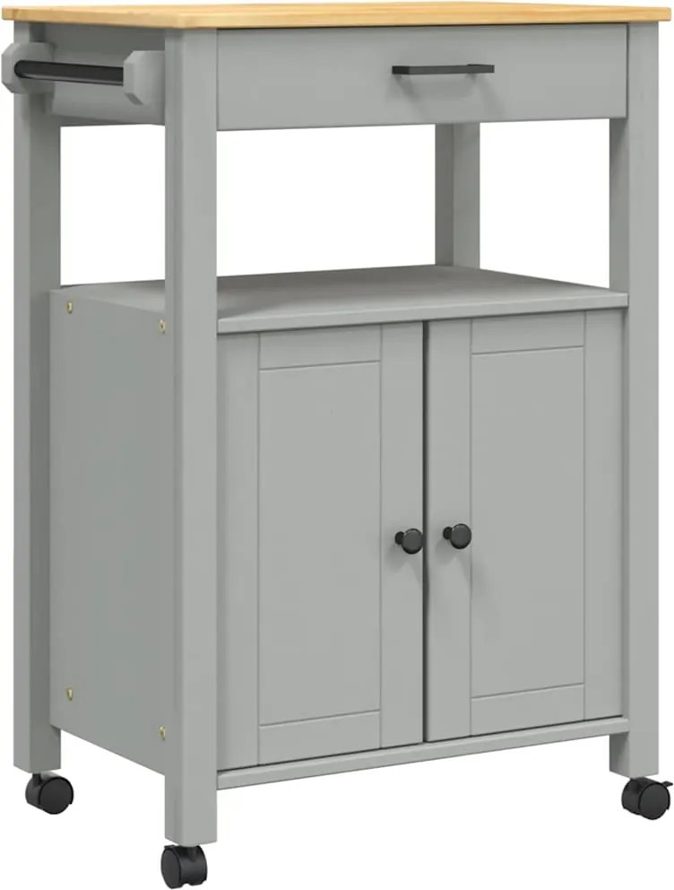 376098 vidaXL Кухненска количка "MONZA" 60x40x88,5 см борово дърво масив