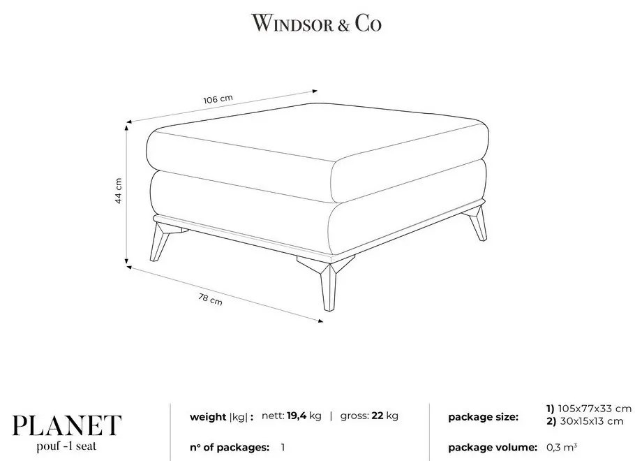 Светлосив пуф Planet - Windsor &amp; Co Sofas