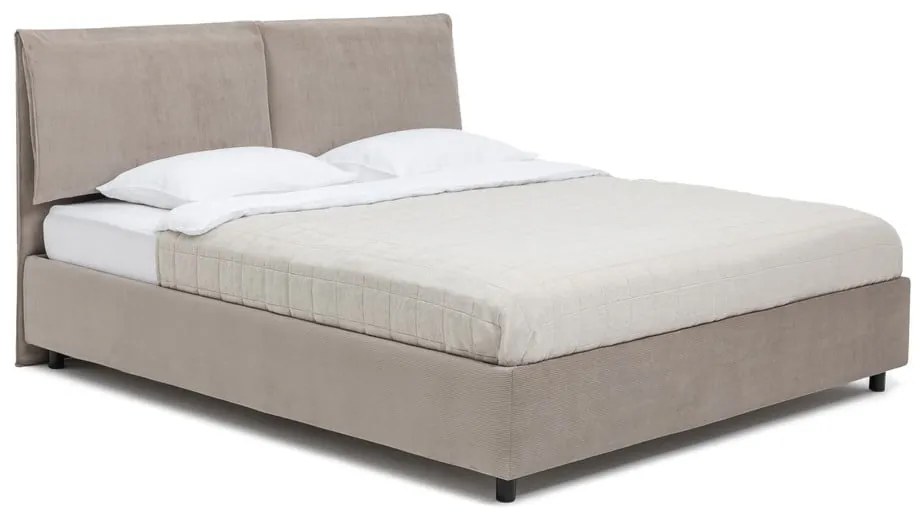 Двойно тапицирано кафяво-сиво легло с място за съхранение и включена подматрачна рамка 160x200 cm Myra Pillow – Bonami Selection