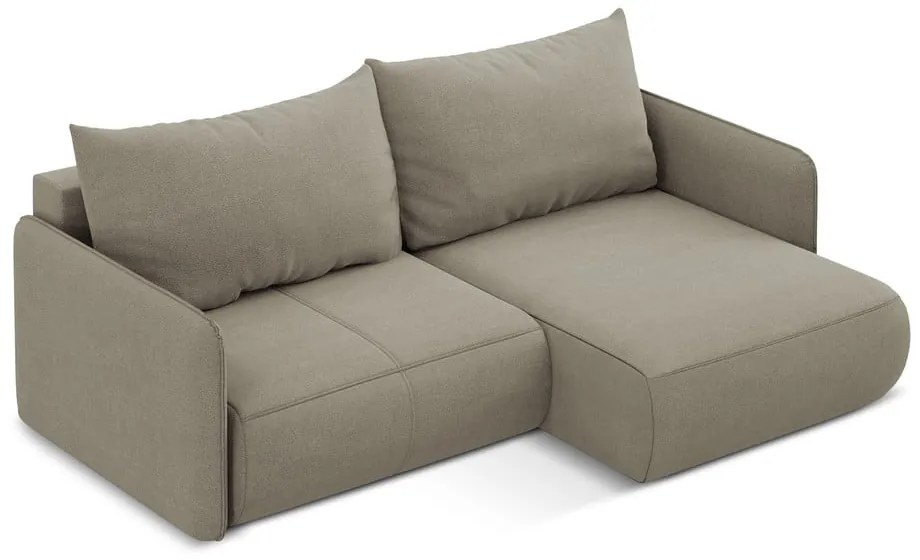 Бежов разтегателен ъглов диван с място за съхранение (десен ъгъл) Nanea – Makamii