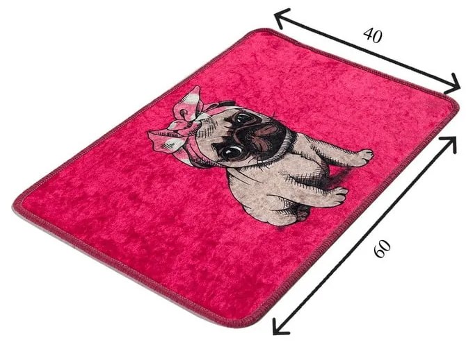 Розов килим за баня 40x60 cm Pink Pug – Foutastic