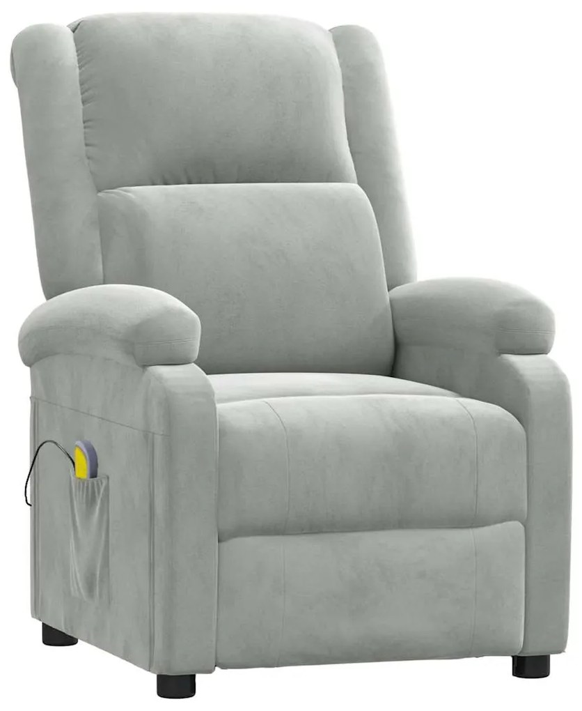 342410 vidaXL Масажен стол, светлосив, кадифе