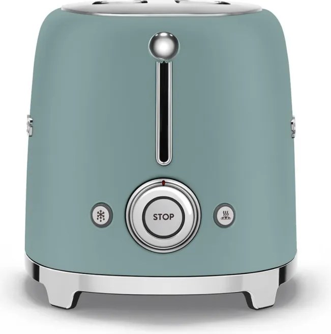 Тостер за хляб SMEG 50's Style TSF01EGMEU, 950W, 2 филии, 6 нива, Тавичка за трохи, Вграден кабел, Неръждаема стомана, Изумрудено зелен