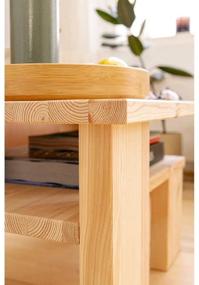 Кафява масичка за кафе от масивен бор 45x68 cm Japan – Karup Design