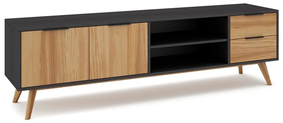 ТВ масичка от черен/натурален бор 180x53 cm Lavis - Marckeric