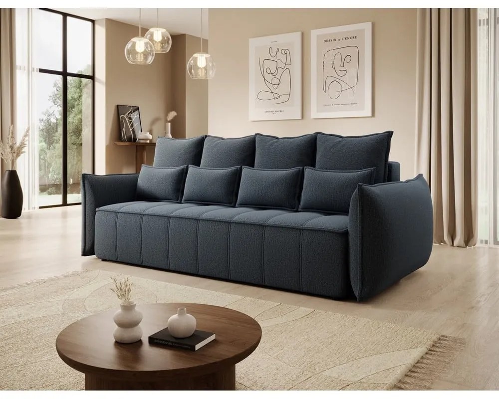 Син шенилов сгъваем/с място за съхранение диван 242 cm Weltton – ELTAP