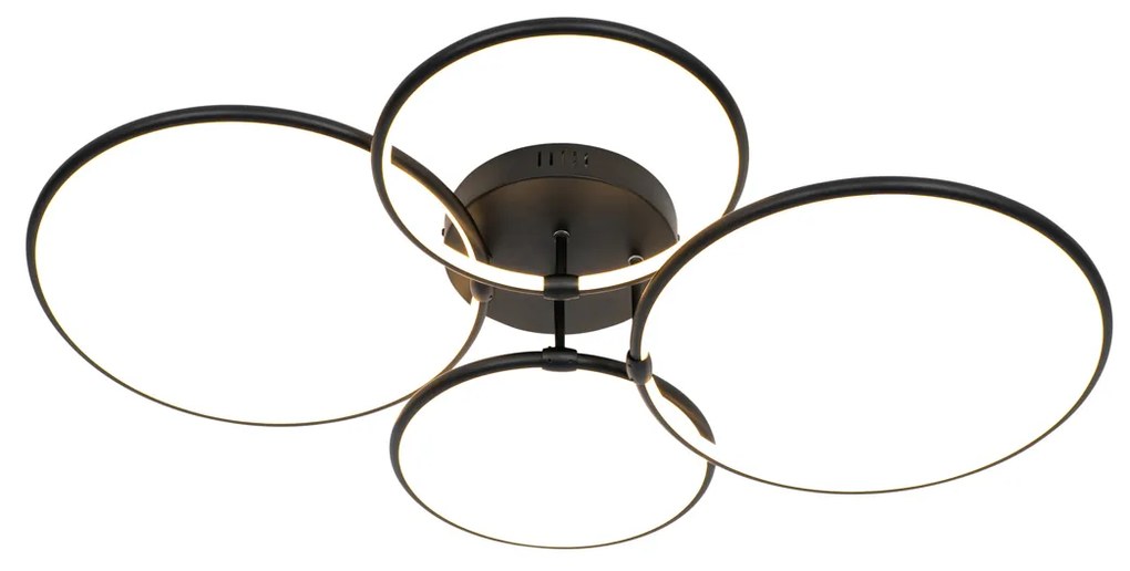 Таванна лампа черна с LED 3-степенна димируема 4-светлина - Joaniqa